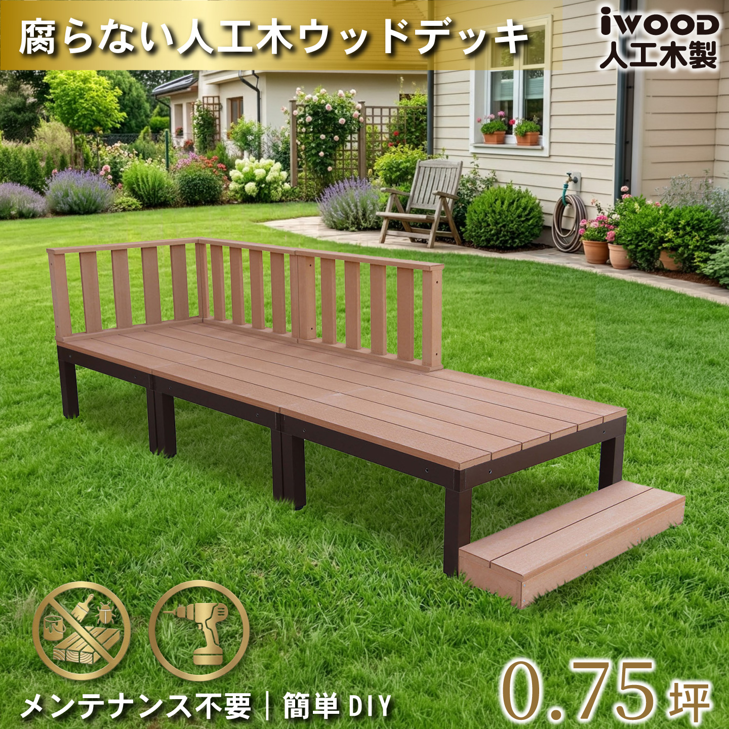 igarden（アイガーデン） 5/8〜発送 ウッドデッキPLUS 0.75坪 7点