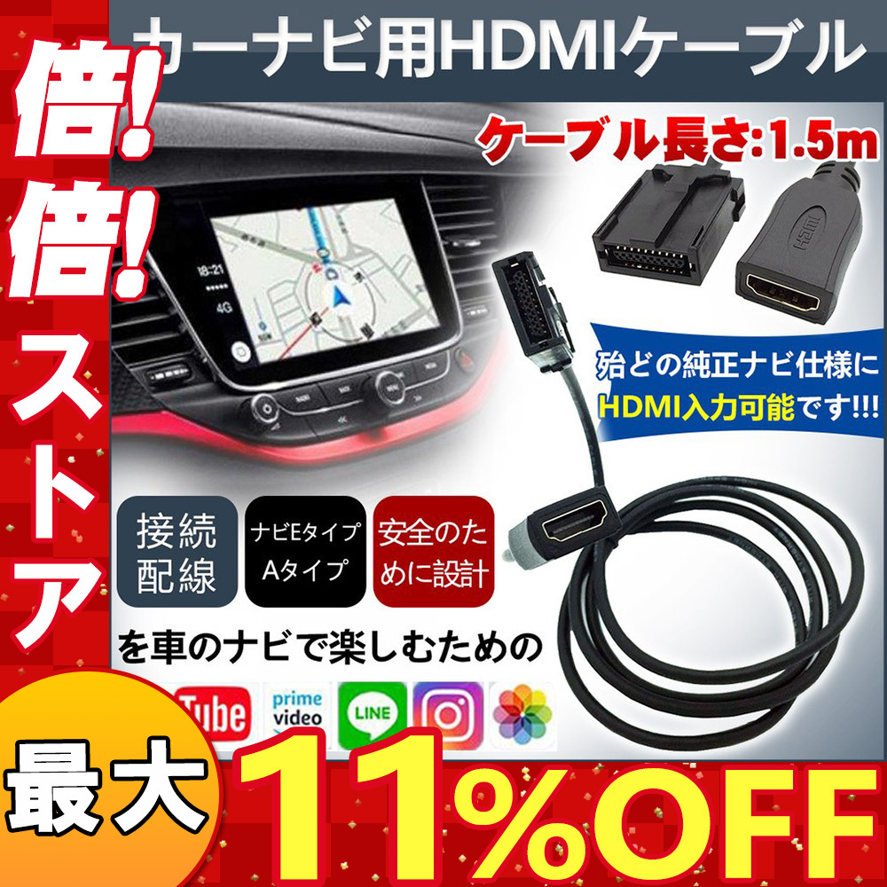 ホンダ ロアパネル専用 Hdmiケーブル Jusby N Wgn ジェイド フリード グレイス ステップワゴン シャトル等 フィット N Box ヴェゼル