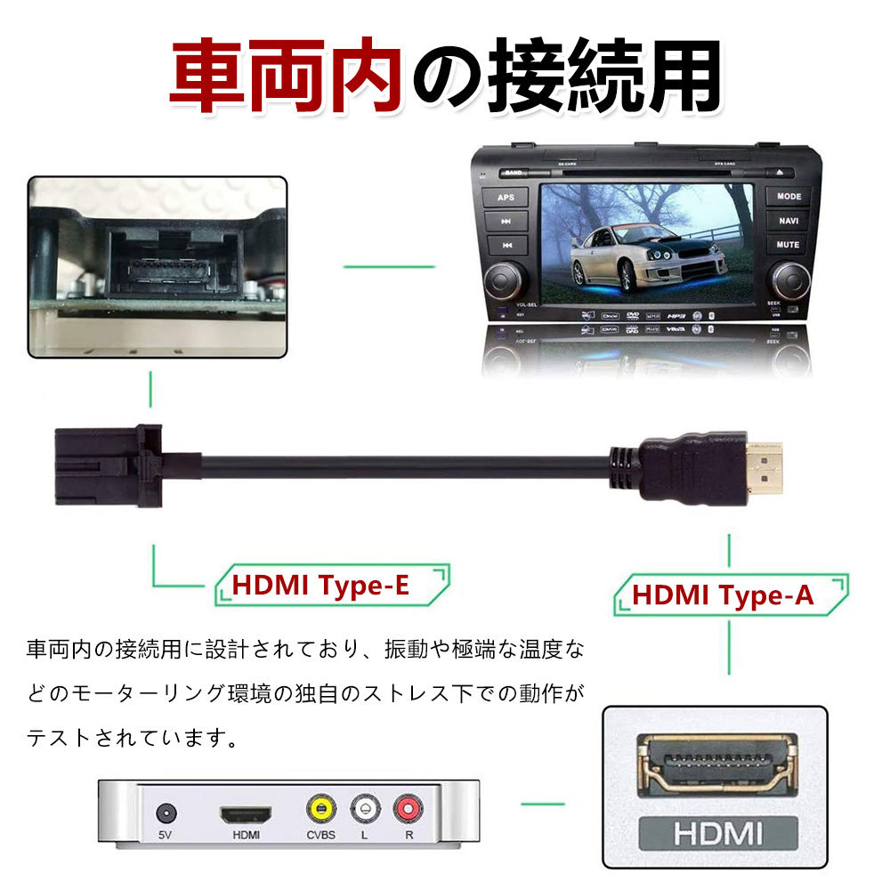 至高 HDMI変換ケーブル アダプター 車用 配線 タイプE 車載ビデオ専用HDMIケーブル コード