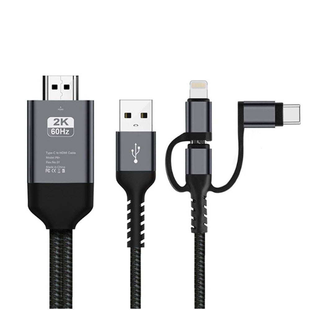 HDMI 変換ケーブル 3in1 android iphone type-c 対応 USBポート アダプタ スマホ 接続 テレビ 映す 4k 同時充電 設定不要