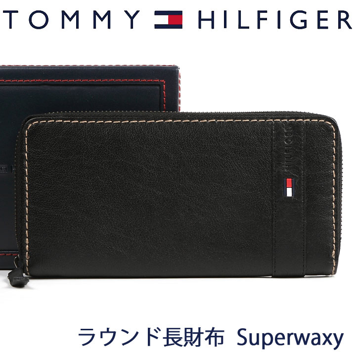 トミーヒルフィガー 財布 長財布 メンズ ブラック ラウンドファスナー 31TL13X023 BLACK