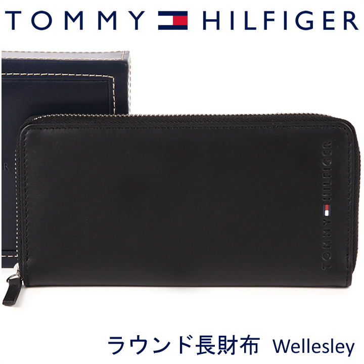 トミーヒルフィガー 財布 長財布 メンズ ブラック ラウンドファスナー 31TL13X015 BLACK