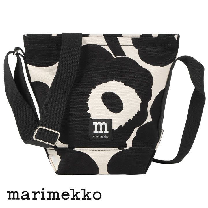 マリメッコ marimekko ショルダーバッグ 斜めがけ 肩掛けバッグ レディース ウニッコ ホワイト ブラック コットン 091648 192｜iget｜02