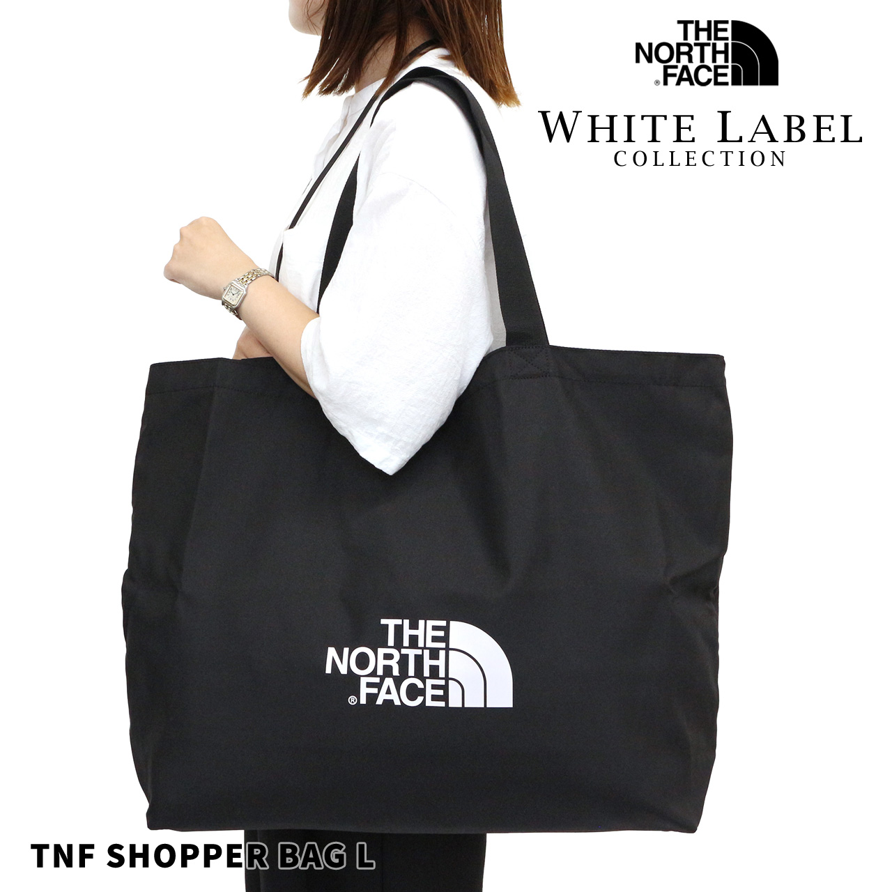 【韓国限定】ノースフェイス White Label トートBlack THE NORTH FACE ザ・ノース・フェイス バッグ ショッパーバッグ