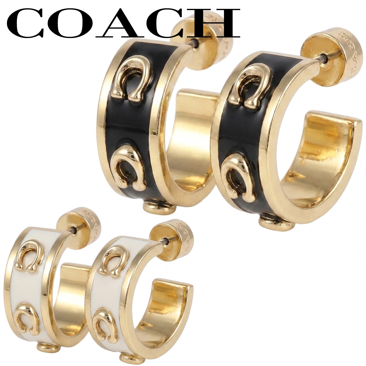 COACH（コーチ） ピアス シグネチャー エナメル ハギーピアス 女性