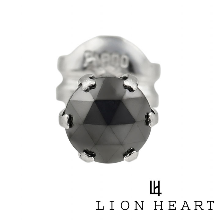 ライオンハート ピアス 片耳 メンズ 男性用 シングル スタッドピアス ブラック ダイヤモンド LION HEART L04E12PS Mサイズ｜iget