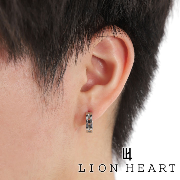 ライオンハート ピアス 片耳 メンズ 男性用 フープピアス LION HEART