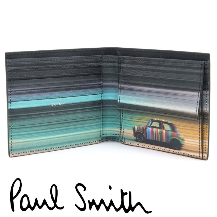 ポールスミス 財布 二つ折り財布 メンズ ブラック シグネチャーストライプ ミニクーパー レーシング M1A-4833-MMIBLR 79