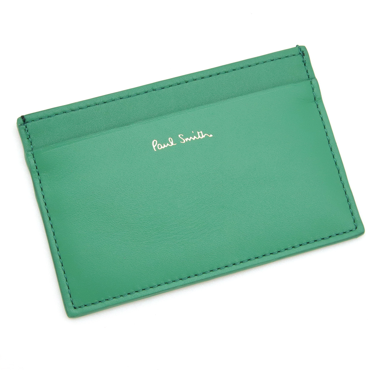 【美品】Paul Smith マルチストライプ　名刺入れ　レザー　ダークグリーン Paul Smith（ポール・スミス） カードケース 名刺入れ カード入れ パス