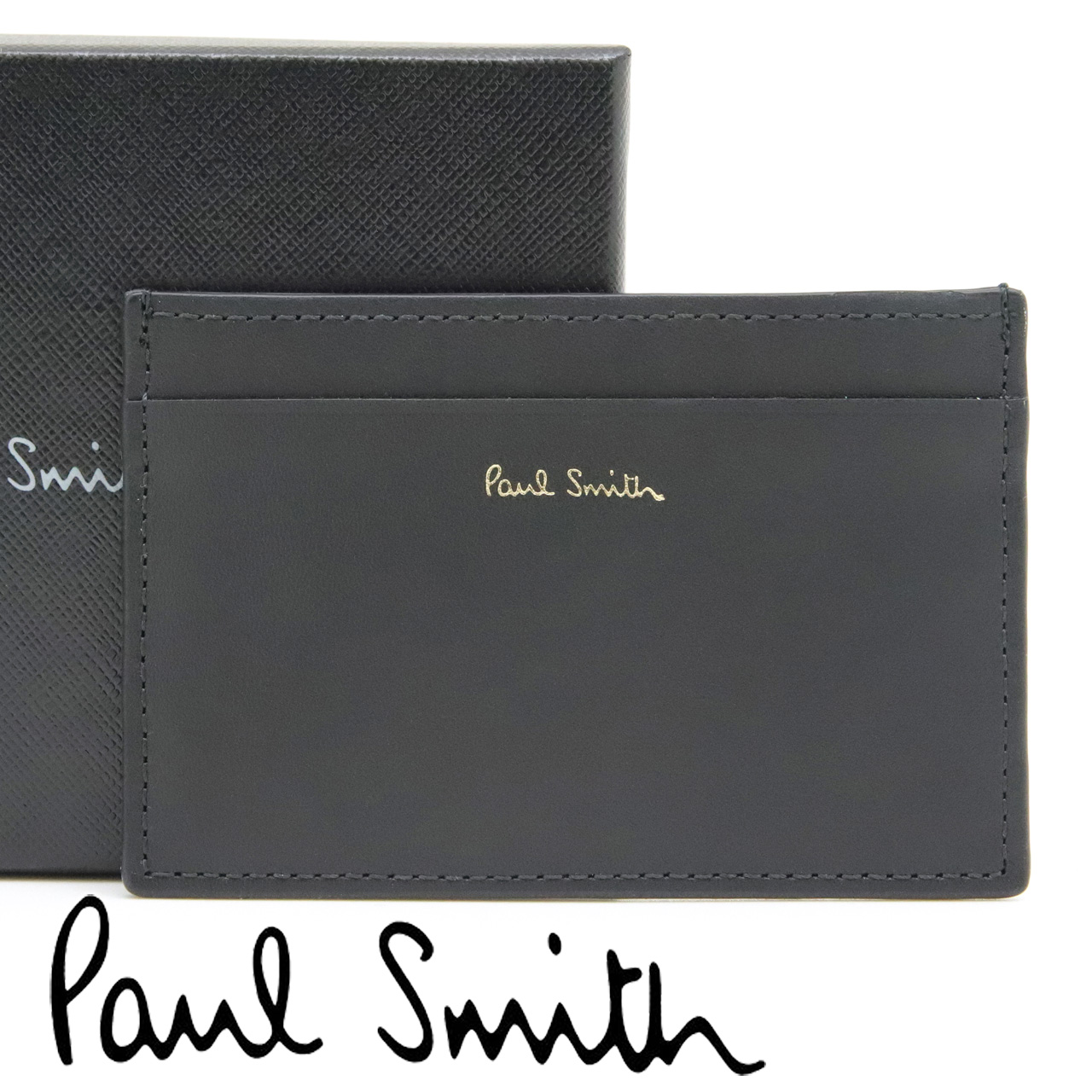未使用✨ポールスミス カードケース ミニクーパー マルチストライプ 黒 レザー Paul Smith（ポール・スミス） カードケース 名刺入れ カード入れ パス