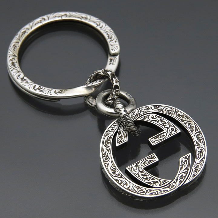 GUCCI グッチ キーリング インターロッキング GG ゴールド シルバー 美品 グッチ インターロッキング ゴールド シルバー ダブルGロゴ