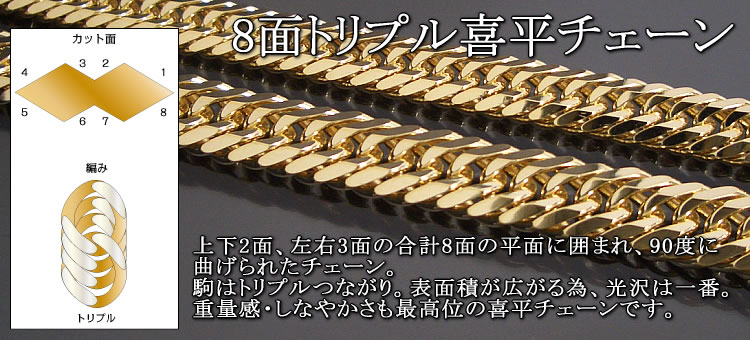 喜平ネックレス 18金 8面トリプル K18ゴールド 20g-50cm 造幣局検定刻印入 : kn0tqk810500 : 時計・ブランド専門店  アイゲット - 通販 - Yahoo!ショッピング