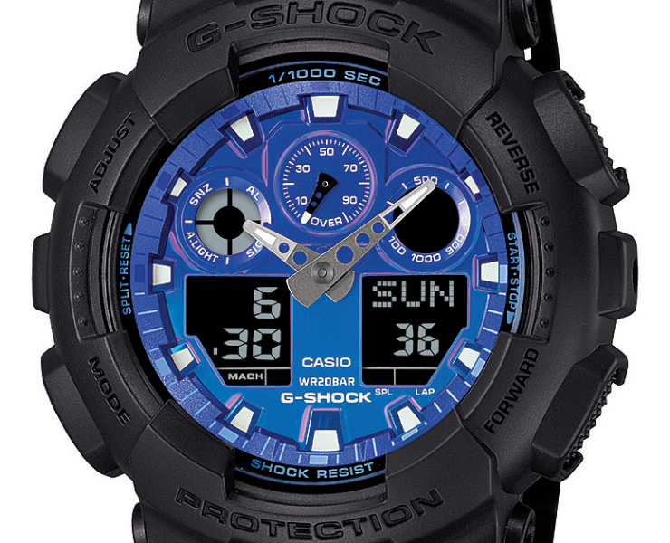 BIG CASE G-SHOCK Gショック GA-100FL-1AJF ブラック＆ブルー