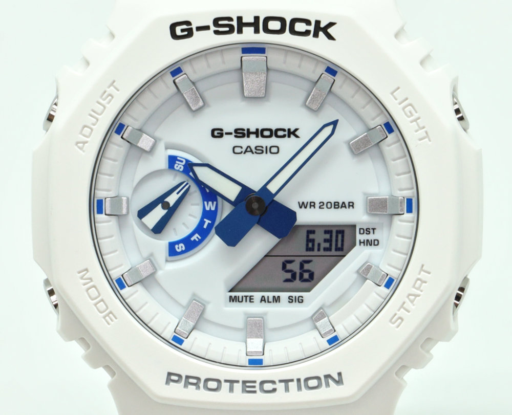 【新品未使用超美品】G-SHOCK GA-2100SWホワイト&ブルー／アナデジ G-SHOCK 並行輸入品 10年保証 CASIO カシオ Gショック GA-2100