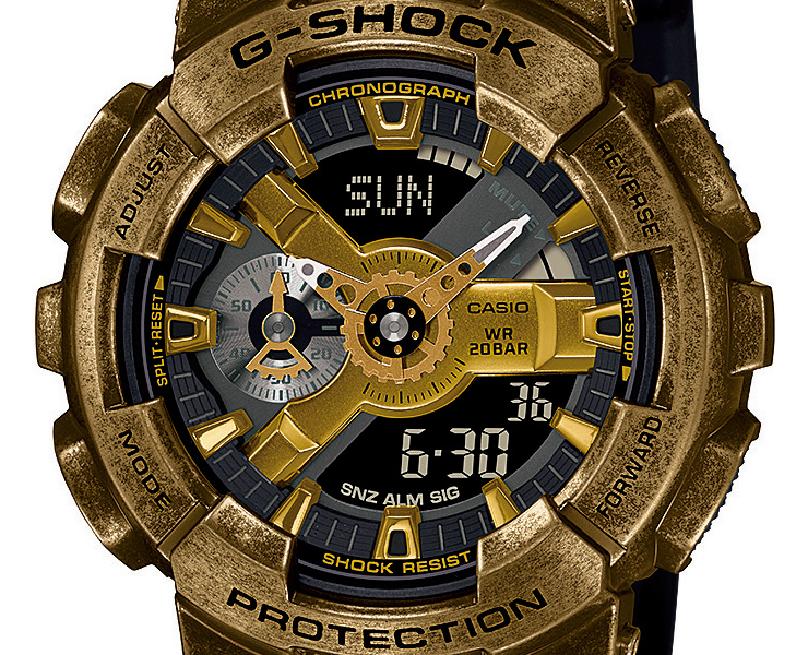 G-SHOCK メタルカバード エイジド加工 GM-110VG-1A9JR カシオ Gショック ゴールドAGED IP処理 STEAMPUNK  スチームパンクモチーフ アナログ＆デジタル 腕時計 : gm-110vg-1a9jr-4549526349393 : 時計・ブランド専門店 アイゲット  - 通販 - Yahoo!ショッピング