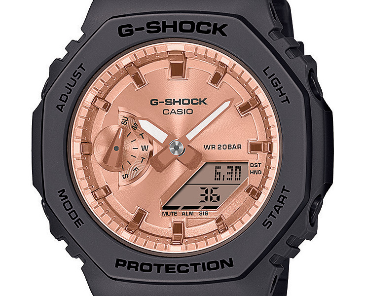 CASIO G-SHOCK BABY-G❤️新品未使用品❤️MENS'ミッドサイズ❤️ G-SHOCK ミッドサイズ ブラック＆ピンクゴールド GMA-S2100MD-1AJF