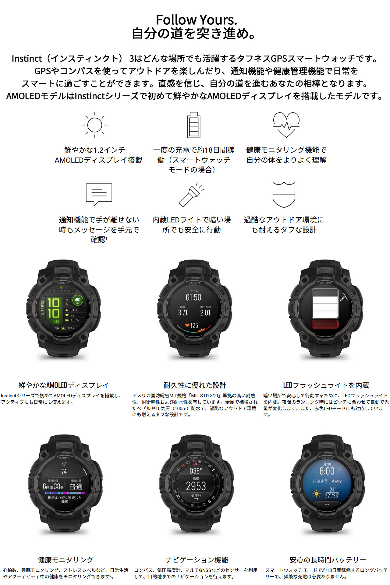 新品未使用　GARMIN タフネス　GPSウォッチ GARMIN（ガーミン） タフネスGPSスマートウォッチ インスティンクト3