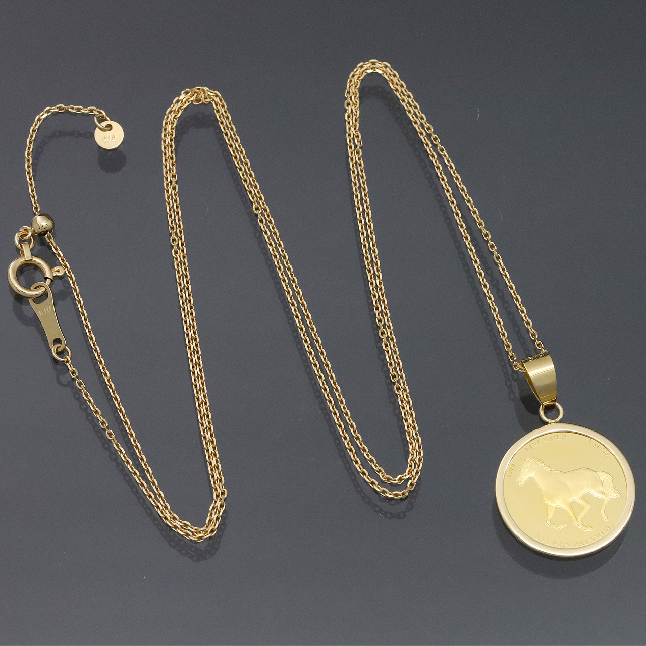 24金 コインペンダント ネックレス K24 純金 1/25oz 1/25オンス 馬