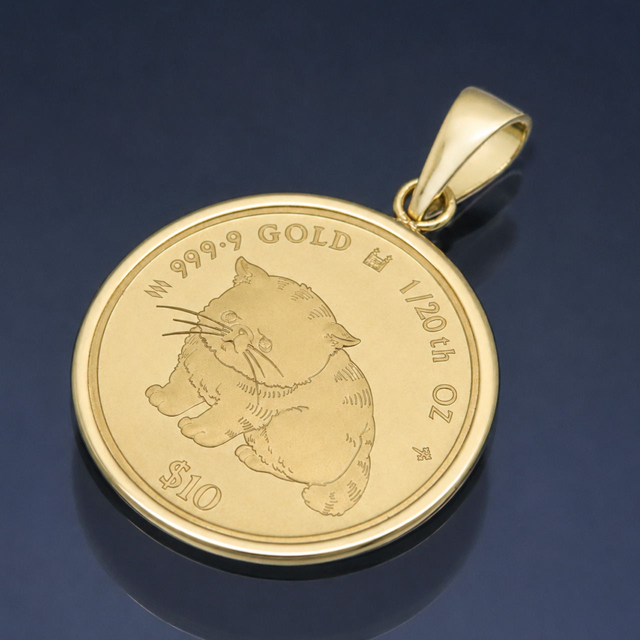 コイントップ 24金 ペンダントヘッド 1/20oz 1/20オンス キャット 猫