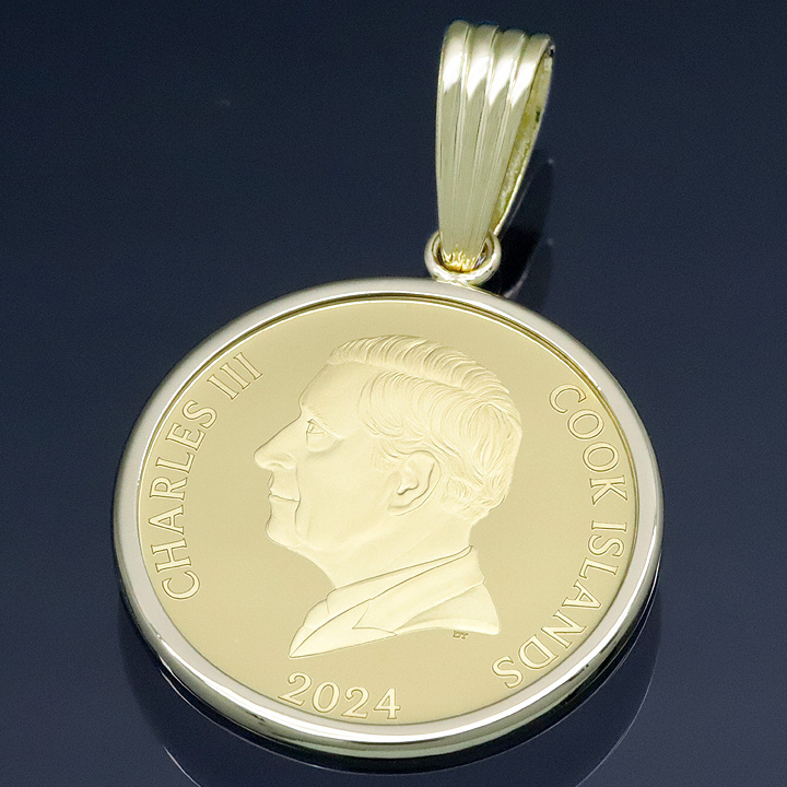 コイントップ 24金 ペンダントヘッド 1/10oz 獅子 (権威・聖獣