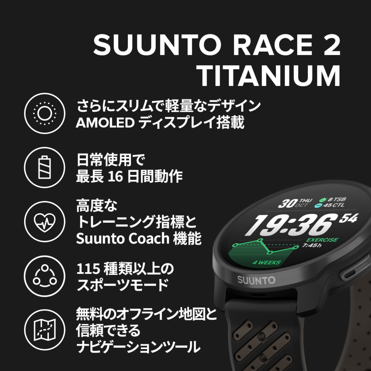 SUUNTO（スント） スマートウォッチ レース2 チタン SUUNTO RACE 2 GPS