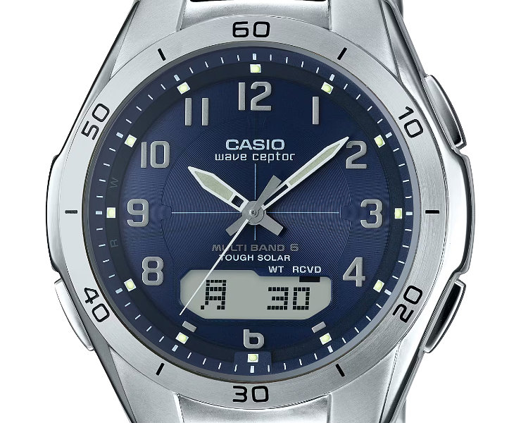 CASIO WVA-M640TD-2AJF 電波ソーラーシルバー×ネイビー　新品 wave ceptor カシオ ソーラー 電波時計 WVA-M640D-2A2JF ネイビー