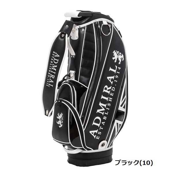 アツAdmiral Golf ゴルフバッグ 黒/黄 Admiral Golf 特典付き ネームプレート刻印無料 スタンド