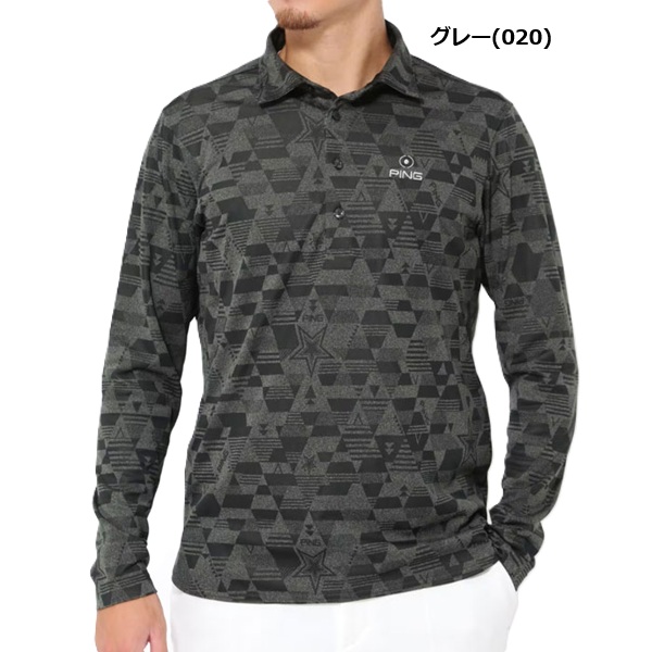 PING（ピン） ゴルフ PING GEOMETRIC プリント 長袖 ポロシャツ PING