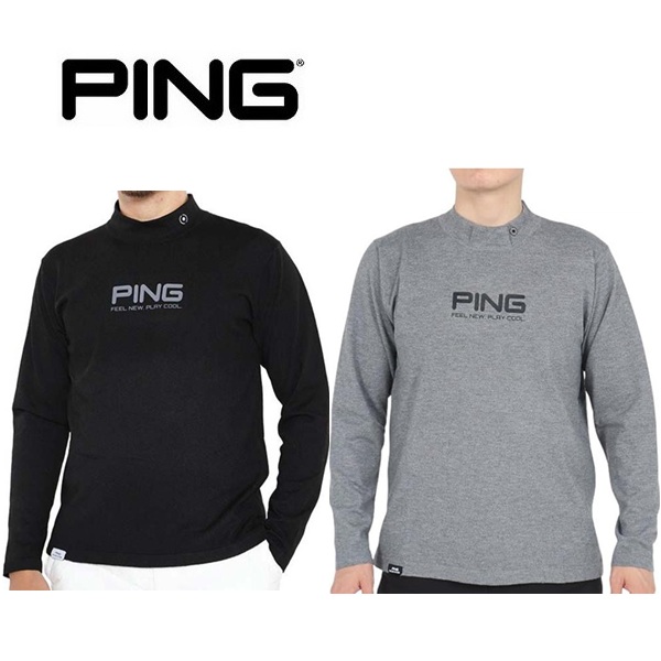 PING（ピン） ゴルフ メンズロゴプリント 長袖ハイネックニット PING