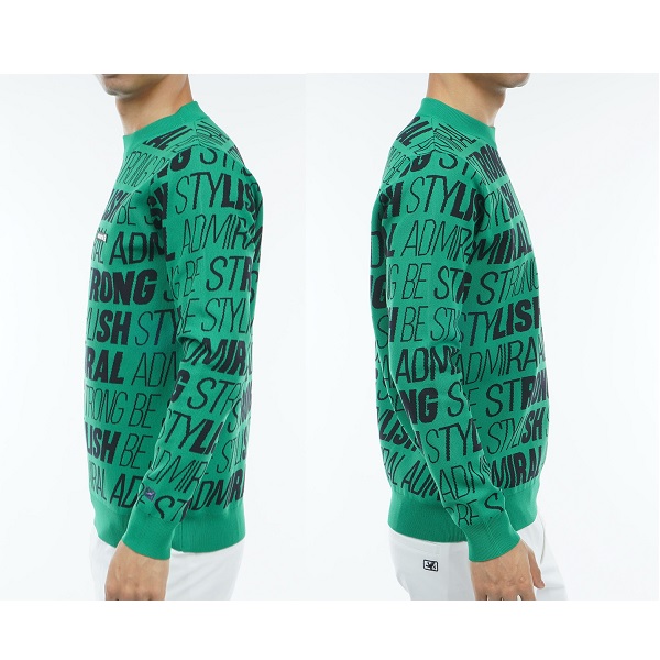 アドミラル ゴルフ メンズ ランニングロゴジャガード クルーネックセーター ADMIRAL ADMA362 2023年秋冬モデル Admiral Golf（アドミラルゴルフ） アドミラル ゴルフ メンズ