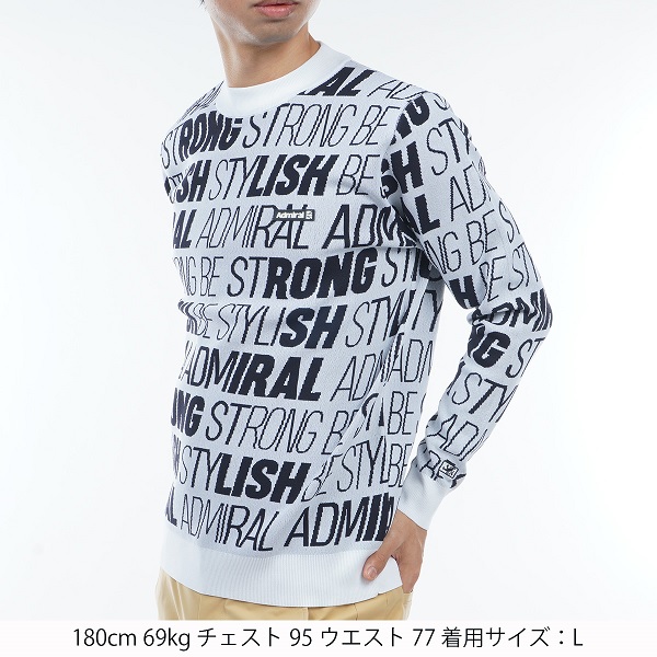 アドミラルゴルフ ビートルズ コラボ ニット ホワイト 総柄 Lサイズ アドミラルゴルフ ビートルズ コラボ ニット ホワイト 総柄 Lサイズ