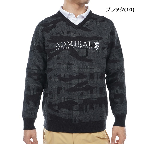 [アドミラル ゴルフ] セーター カモフラジャカード 裏地付 Ｖネック ADMA Admiral Golf（アドミラルゴルフ） アドミラル ゴルフ メンズ カモフラ