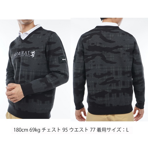 Admiral - [アドミラル ゴルフ] セーター カモフラジャカード 裏地付 Ｖネック ADMA Admiral Golf セーター ニット カモフラジャカード 裏地付 V