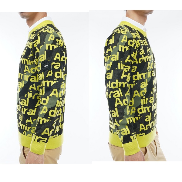 アドミラル ゴルフ メンズ オーロラロゴジャカード クルーネックセーター ADMIRAL ADMA384 2023年秋冬モデル Admiral Golf（アドミラルゴルフ） アドミラル ゴルフ メンズ オーロラ