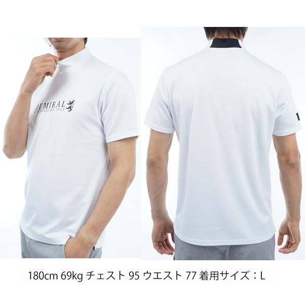 新品 アドミラルゴルフ 半袖 ハーフUJ モックネックシャツ ホワイト LL Admiral Golf アドミラル ゴルフ メンズ アクティブトラッド
