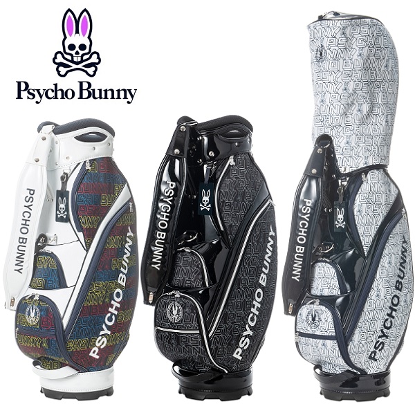 美品⭐︎Psycho Bunny ゴルフバッグ・キャディバッグ　ネームプレート付き Psycho Bunny サイコバニー ゴルフ キャディバッグ ゴルフバッグ