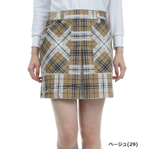 【美品】トミーヒルフィガー ゴルフ キルトスカート L トミーヒルフィガー スケルトンフラッグキルトジャカートフレアスカ