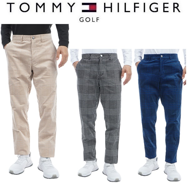 トミーヒルフィガー ゴルフ メンズ ハウンドトゥース テーパードパンツ   GOLF THMA378 2023年秋冬モデル TOMMY HILFIGER GOLF（トミー ヒルフィガー ゴルフ） トミー