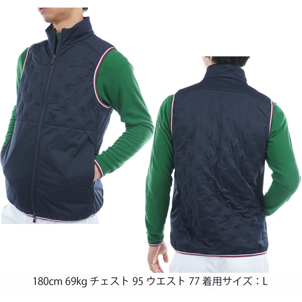 トミーヒルフィガー ゴルフ ベスト メンズ ジャケットベスト キルトベスト ハイネック 中綿 ストレッチ 防風 ゴルフウェア ブランド 無地 ロゴ 秋 冬 THMA577 TOMMY HILFIGER GOLF（トミー ヒルフィガー ゴルフ） トミー