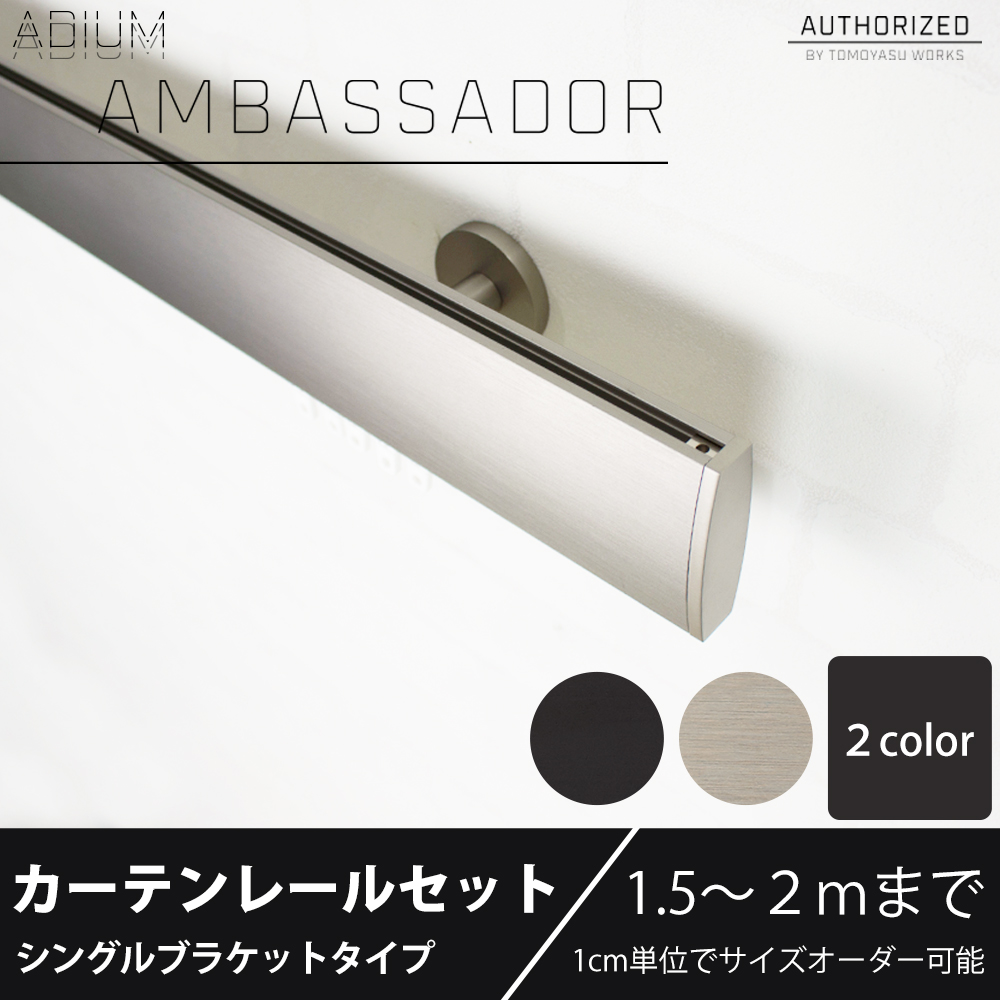 カーテンレール シングルセット アイアン ADIUMシリーズ AMBASSADOR アンバサダー 151cm〜200cm オーダー H-N-0
