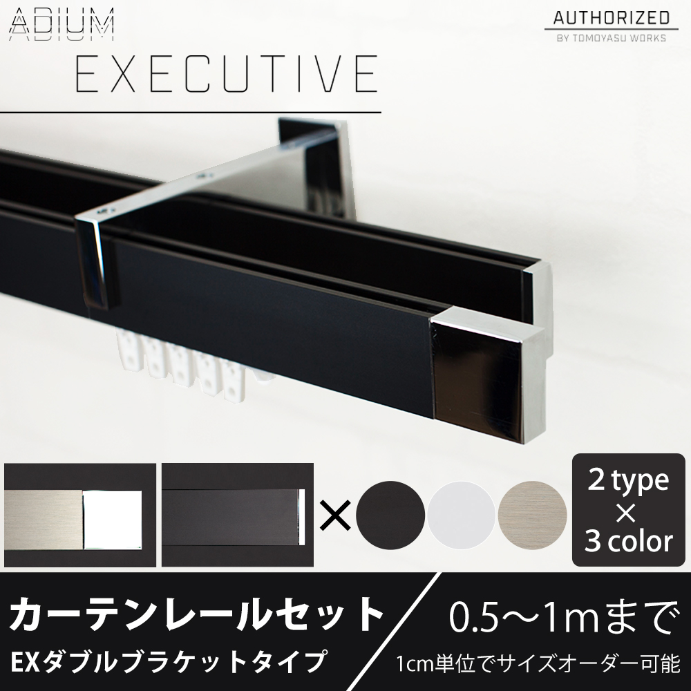 カーテンレール ダブルセット アイアン EXブラケット ADIUMシリーズ EXECUTIVE エグゼクティブ 50cm〜100cm オーダー C-F-3