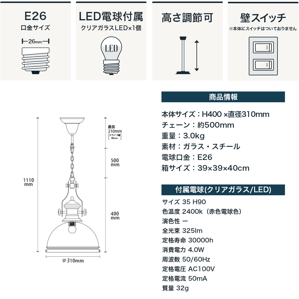 ペンダントライト LED 黒 アイアン 白 おしゃれ マット