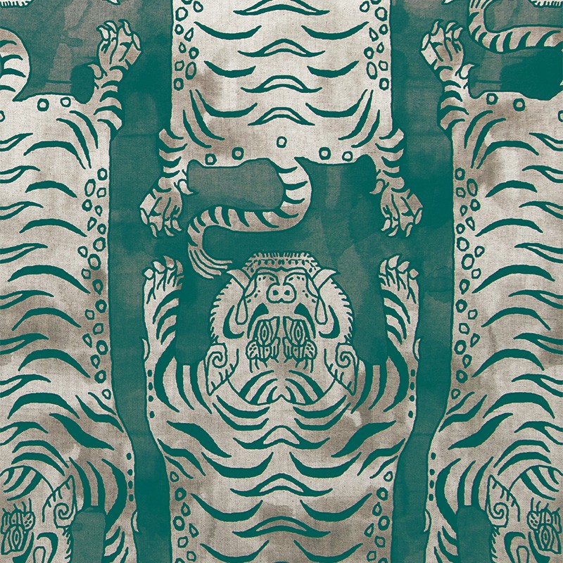 Seal限定商品 Tiger Tibetan Vilber 輸入壁紙 スペイン タイガー 虎 おしゃれ 壁紙 チベタンタイガー Csz フリース 不織布 巻き1本 幅68cm 10m 壁紙 カラー グリーン