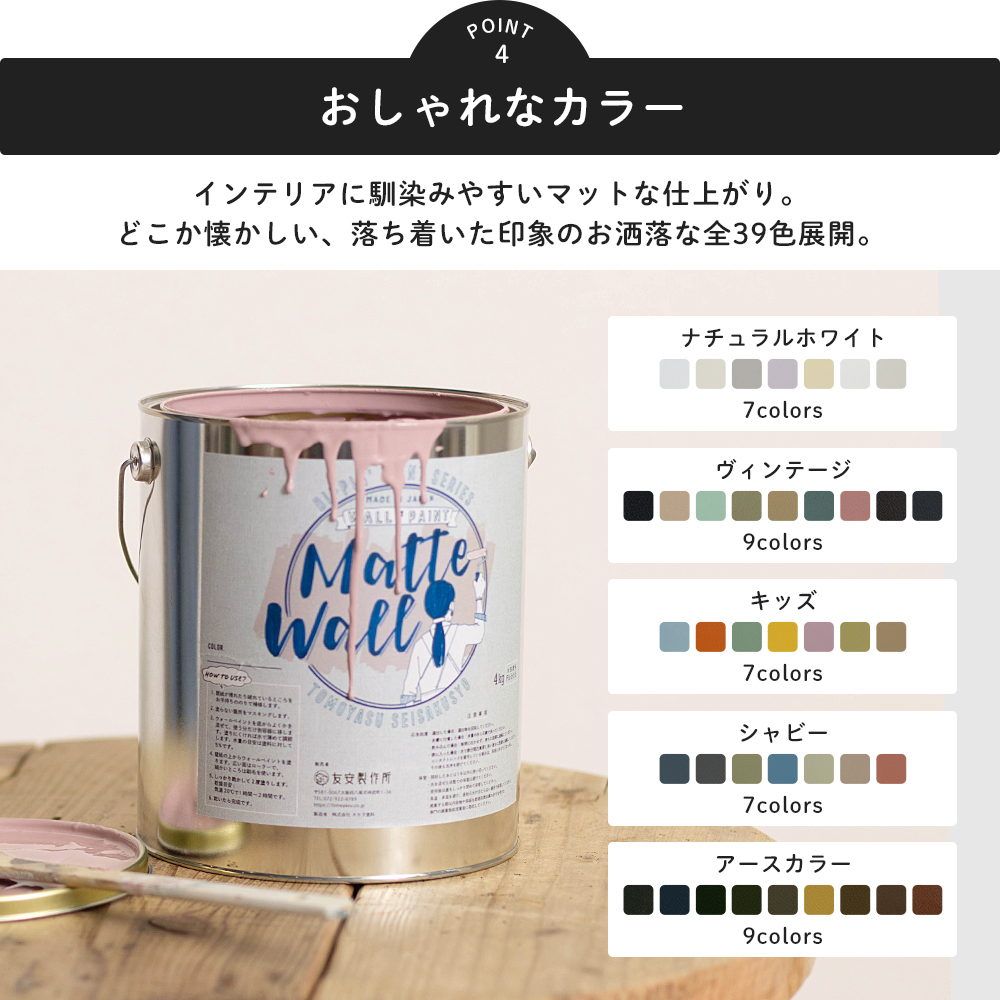 ペンキ 壁紙 DIY 壁 水性塗料 おしゃれ  壁紙の上から塗るペンキ 白 マットウォール　おしゃれなカラー