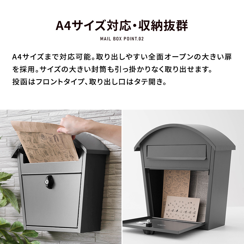 ポスト 壁掛け 郵便受け 郵便ポスト おしゃれ 玄関 赤 レッド グレー