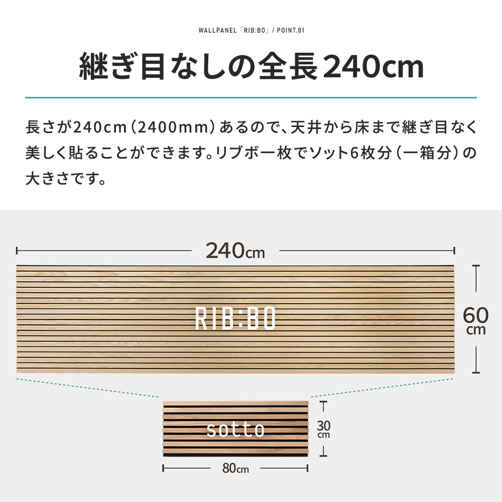 リブボ ウォールパネル ウッドパネル 吸音パネル 壁材 DIY おしゃれ ジャパンディ スラットウォール リブボード 2400mm RIBBO 1枚 C-F-3 関連画像3