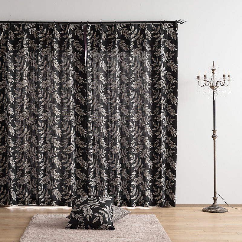 カーテン おしゃれ 葉 リーフ ジャカード サイズオーダー 幅141〜180cm 丈151〜200cm YH848 シーン 1枚 OKC5_6