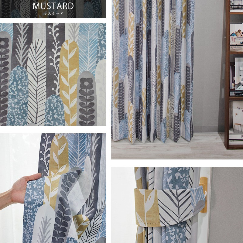 友安製作所 カーテン 遮光2級 おしゃれ 北欧 既製サイズ 幅100cm 丈は