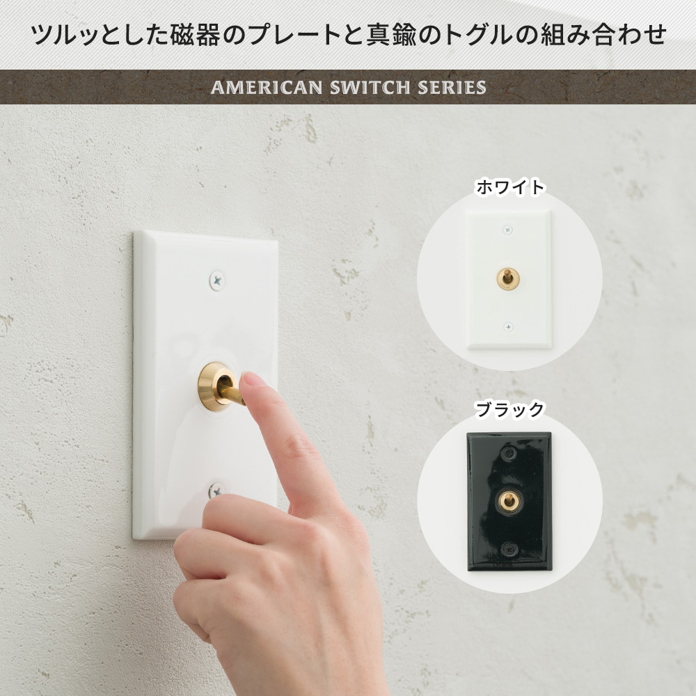 アメリカンスイッチ 磁器と真鍮のトグルスイッチ 1点タイプ HS2937