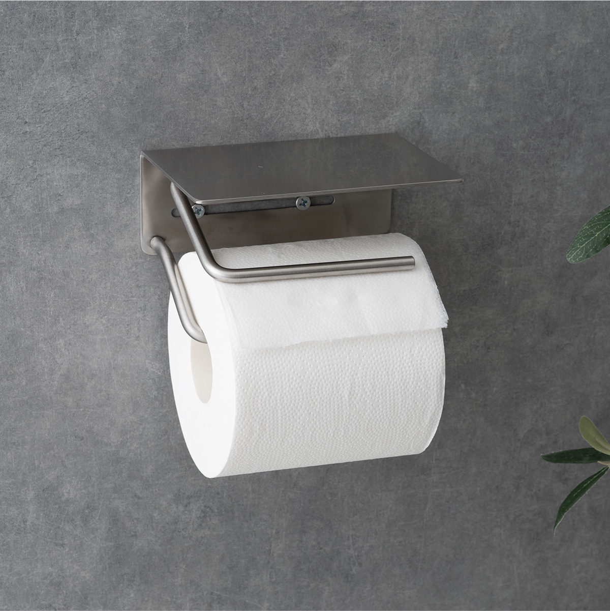 トイレットペーパーホルダー シングル おしゃれ ステンレス 棚付き